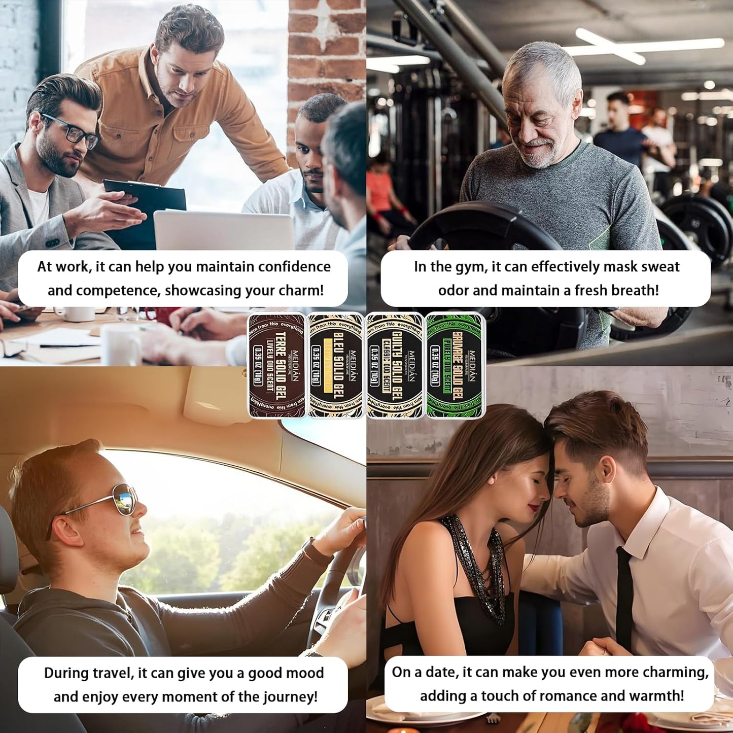 Solid Cologne for Men - 4 Pack