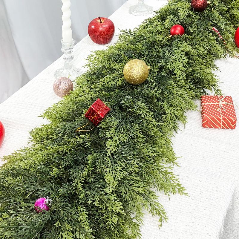 💥6 FT Artificial Cedar Garlands – Real Touch Winter Greenery