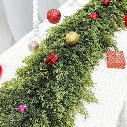 💥6 FT Artificial Cedar Garlands – Real Touch Winter Greenery