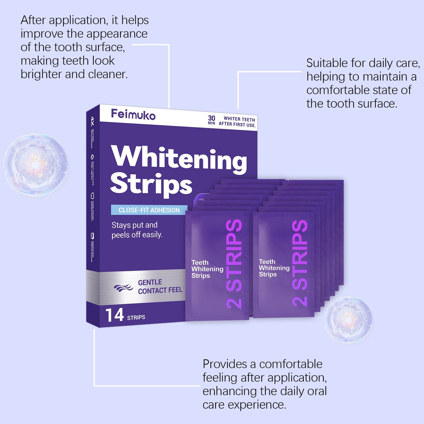 🦷 Whitening Strips: Brighter Smile in 30 Mins💜