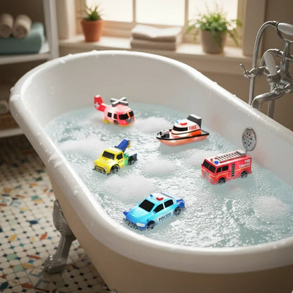 💥Exclusive Offer🚒 Emergency Cars Light-Up Bath Toys – 6 Pack