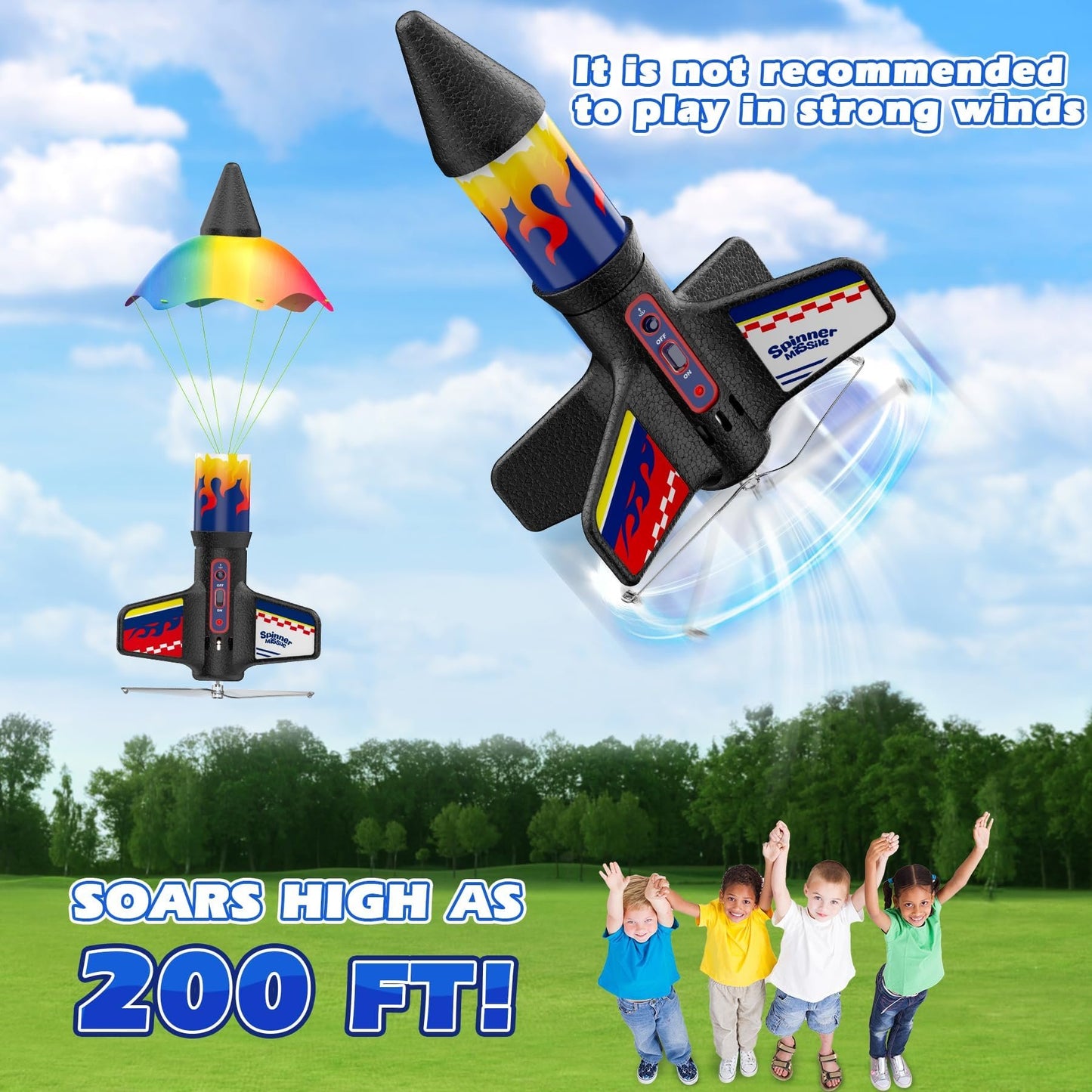 🏆#1 Bestselling-🚀Motorized Self-Launching Rocket Toy with Parachute
