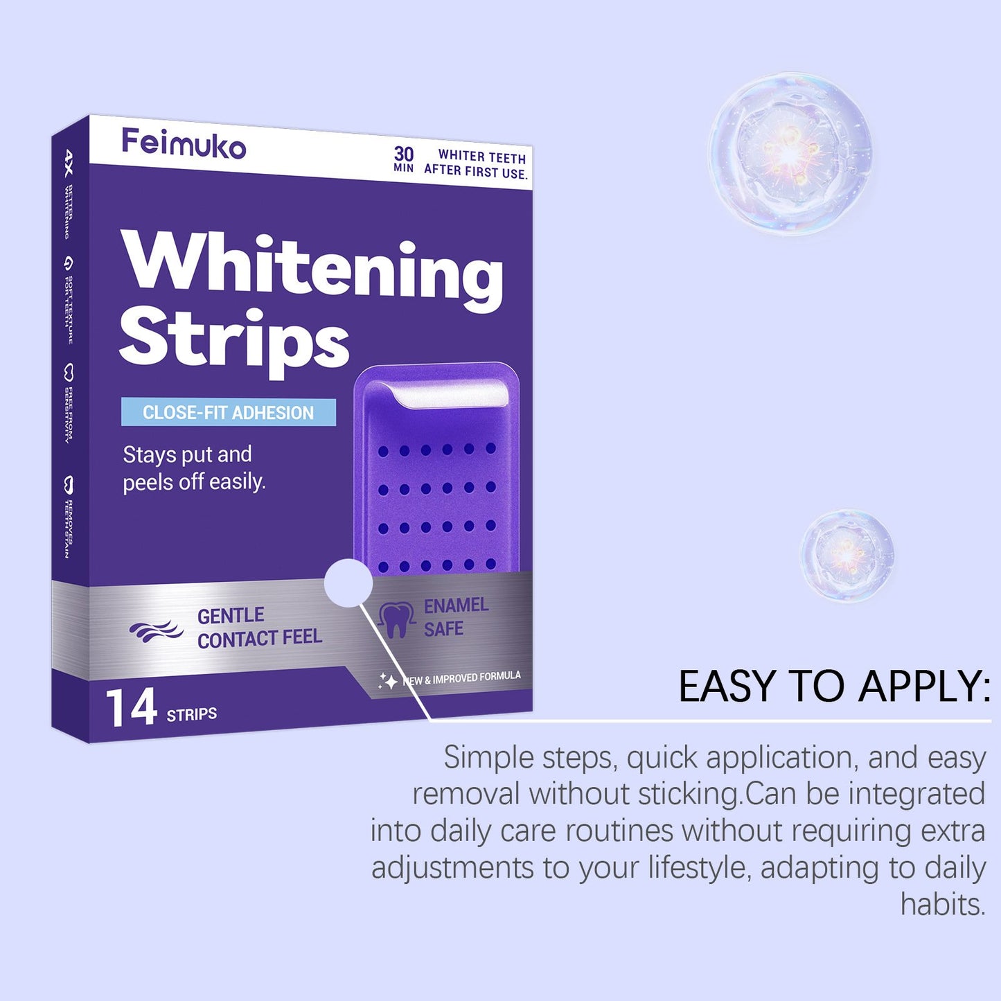 🦷 Whitening Strips: Brighter Smile in 30 Mins💜