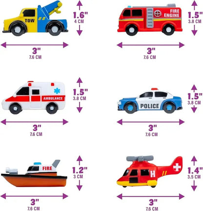 💥Exclusive Offer🚒 Emergency Cars Light-Up Bath Toys – 6 Pack