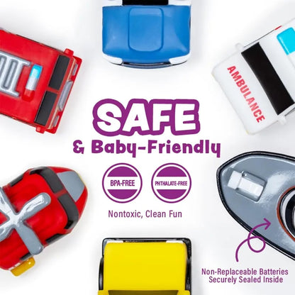 💥Exclusive Offer🚒 Emergency Cars Light-Up Bath Toys – 6 Pack
