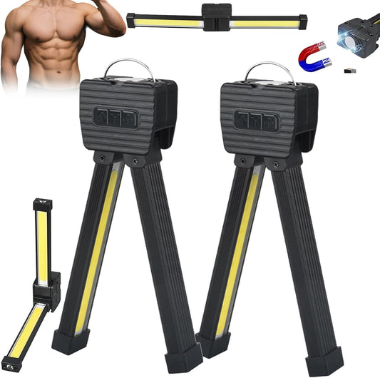 Gym Lamp for Posing, Gym Light Posing Lights for Bodybuilding, Portable Magnet LED Flashlight with 7th Gear Dimming & 180 Degree Folding USB Rechargeable Gym Lighting