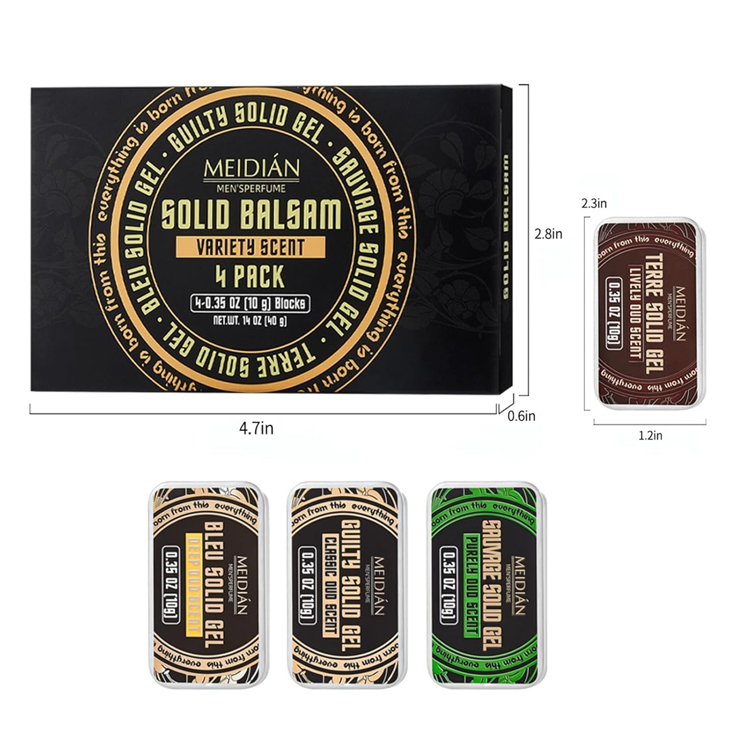 Solid Cologne for Men - 4 Pack