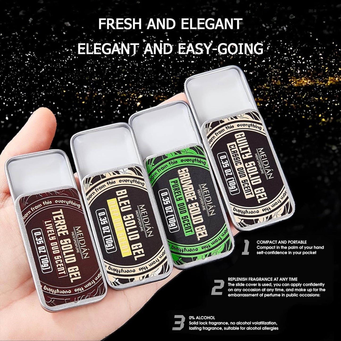 Solid Cologne for Men - 4 Pack