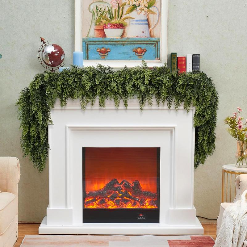 💥6 FT Artificial Cedar Garlands – Real Touch Winter Greenery