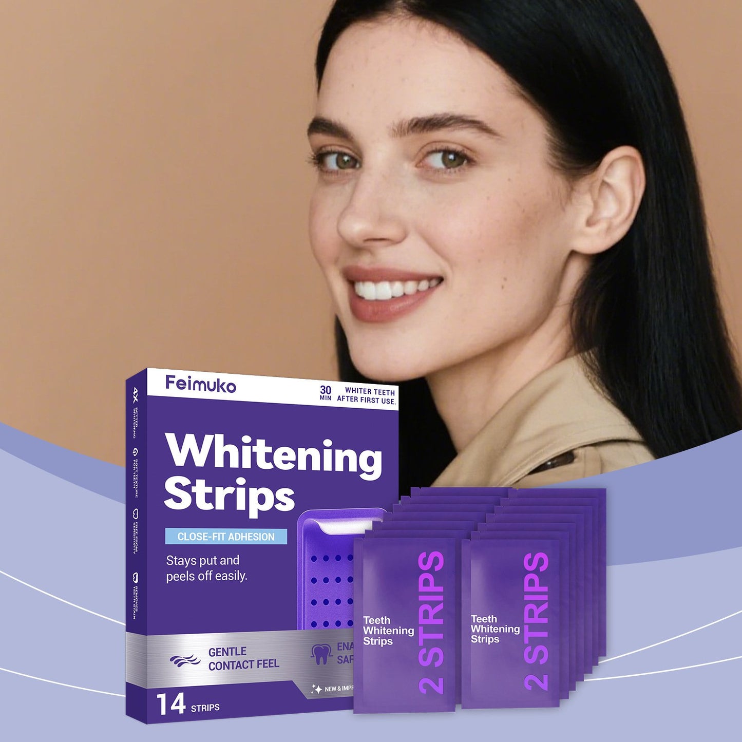 🦷 Whitening Strips: Brighter Smile in 30 Mins💜
