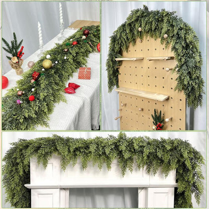 💥6 FT Artificial Cedar Garlands – Real Touch Winter Greenery
