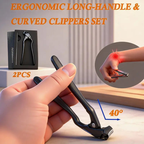 ✂️ Black Curved Nail Clipper – Ergonomic & Easy for Seniors 🖤