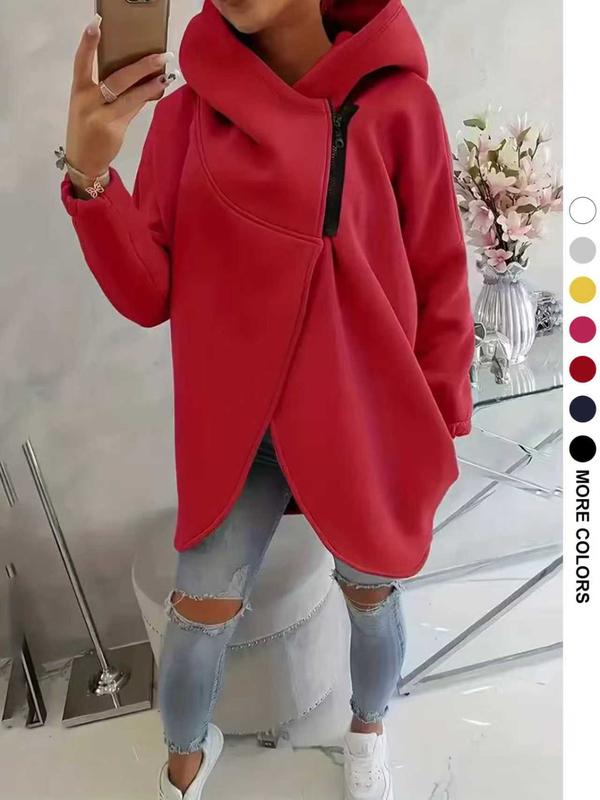 Women's Plus Size Hooded Sweatshirt, Half-zip Fashion Design