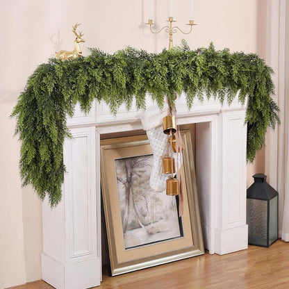 💥6 FT Artificial Cedar Garlands – Real Touch Winter Greenery