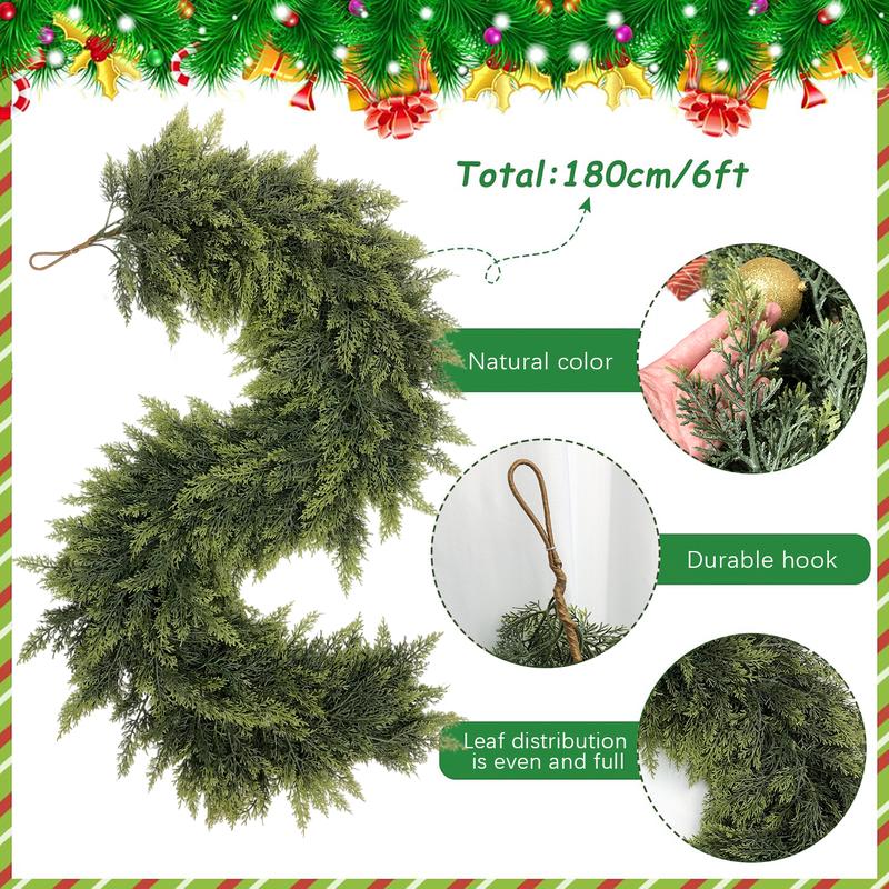 💥6 FT Artificial Cedar Garlands – Real Touch Winter Greenery