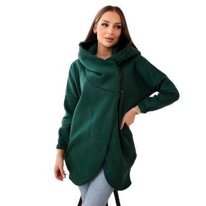 Women's Plus Size Hooded Sweatshirt, Half-zip Fashion Design