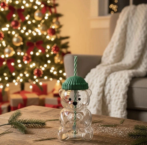 Bearista Glass Straw Cup 🐻✨