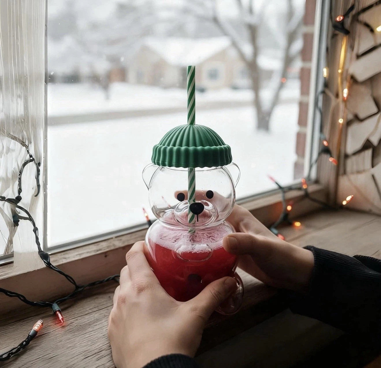 Bearista Glass Straw Cup 🐻✨