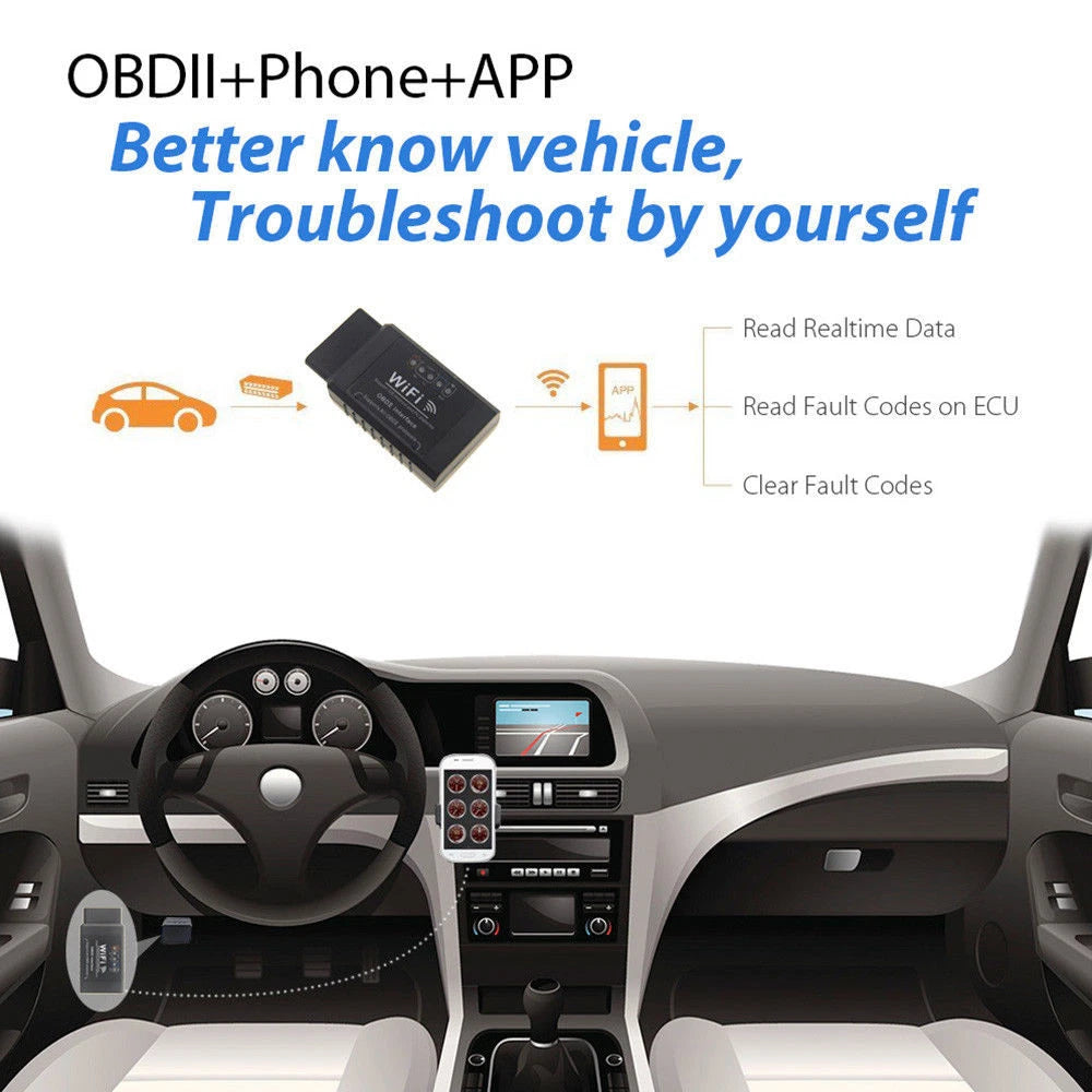 ELM327 WiFi OBD2 OBDII Diagnostic Scanner Code Reader Tool
